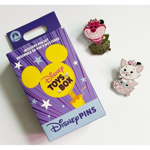 Disney Toys In A Box Pins • Marie and Cheshire Cat Toys In a Box Pins - Picture 1 of 4